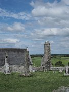 Clonmacnoise, Ireland, mediaeval monastery, round tower : Clonmacnoise, Ireland, mediaeval monastery, round tower
