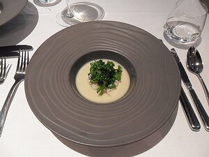 20160204_SAM_7897_ES71 starter - Tartare de daurade, velouté chaud de panais au lait de coco et citronnelle