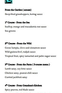 Blue Pepper menu We chose a variant four-course menu (50€) which excluded From the Candy Shop