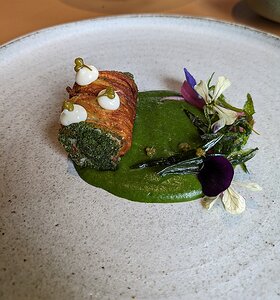 20240515_PXL120009533_Pixel7a-JEB Croisière Alsacienne - Rhine carp in a potato crust, with sorrel and wild garlic sauce