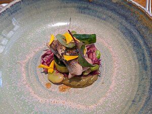 20220615_PXL104952399_Pixel3a-JEB starter - Mediterranean sardines, broad beans, elderflower vinegar marinade, cucumber, red cabbage, avocado