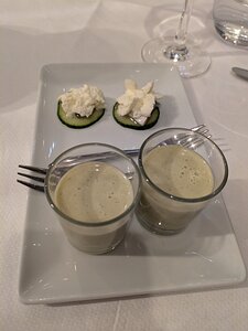 20250806_PXL175844675_Pixel7a-JEB cucumber withsardine and cream topping; creamy cold leek soup