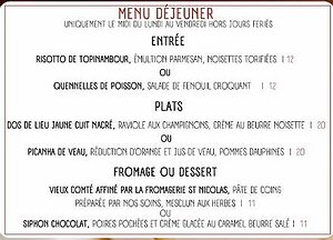 menu 20feb2025 The lunchtime menu Formule 30€