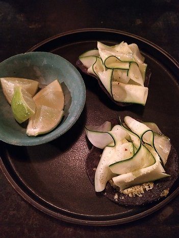 Llama-Restaurant_Copenhagen_20190321_IMG194647737 Tostada with courgette, mole verde, quesco fresco & chipotle salt