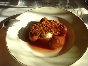 20061115_DSC02250_DSCV1 peaches in wine, almond milk ice cream