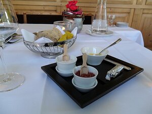 20131018_SAM_1465_ES71 Bread, curry bread, pumpkin spread, salt, red wine salt, butter