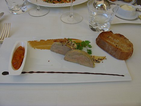 20080724_DSC04403_DSCV1 Une terrine de foie gras de canard, reduction balsamica, marmelade d'abricots a la vanille