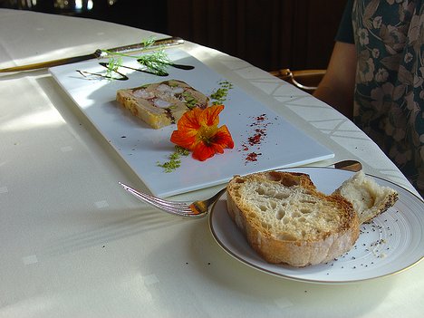 20081030_DSC04530_DSCV1 Une mosaique de foie gras de canard et homard a la pistache, une reduction balsamica