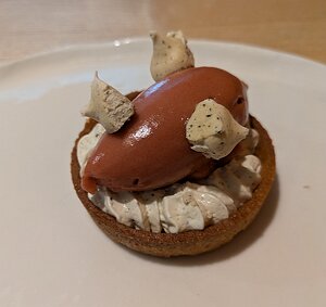 20241010_PXL115509663.MP_Pixel7a-JEB ginger tartlet with (green?) tea ganache, plum sorbet and tea meringue