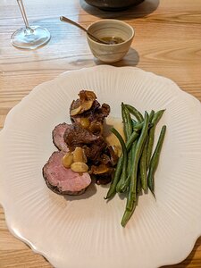20240711_PXL112958799_Pixel7a-JEB smoky pork fillet; girolles, fresh almonds, green beans; aubergine and citron caviar