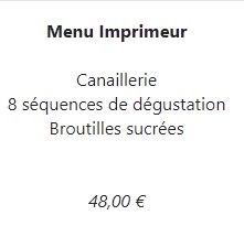 Imprimerie menu 13aug2021 comme d'habitude 48€ menu