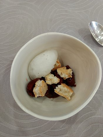 20180824_IMG143133270_MotoG4-JEB pre-dessert: quetsches with melisse ice and almond biscuits