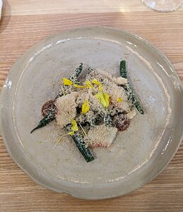 20230728_PXL2110816641_Pixel7a-JEB green bean salad, grated foie gras, peach, anchovy, curried peach, fresh almonds