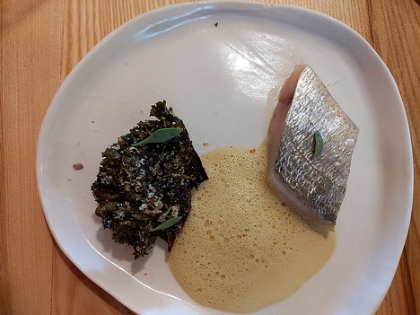20221008_PXL121433224.MP_Pixel3a-JEB monkfish with crispy kale, Roquefort shavings, walnut and fish sauce