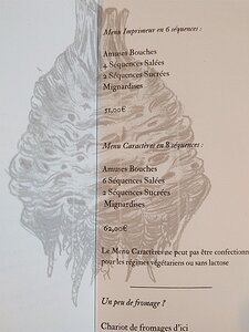 20221008_PXL102635514_Pixel3a-JEB We chose our usual the Menu Caractères en 8 séquences (62€) and four glasses of wine for 20€