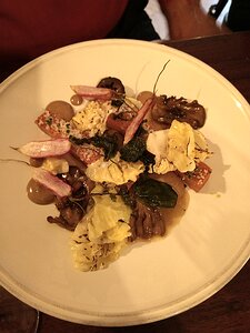 Fordwich-Arms_Canterbury_20190605_IMG202851442_LL main: Roasted cep, pickled walnut, hispi cabbage & chickpea panisse