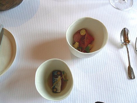20150512_SAM_7874_ES71 amuse bouche - sardine on potato jelly and veal with barbecue sauce