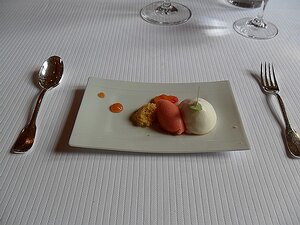 20150314_SAM_7843_ES71 pre-dessert: coconut cream, blood orange sorbet, coconut