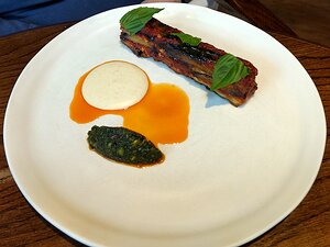 IMG_20170419_190608525_HDR main: Melanzana parmigiana, scamorza and pesto