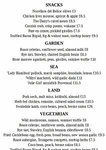 The Dairy 25aug2016 The £25 lunchtime menu allows you to choose four courses off the main menu We were in a dark corner at the back of the restaurant - hence the poor photos