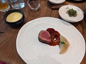 20230106_PXL123030357_Pixel3a-JEB main - grilled beef (matured for 5-6 weeks), chopped genisse ravioli, potato pureé, and grilled cardon