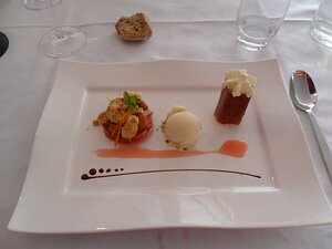 20120422_SAM_0564_ES71 dessert: rhubarb crumble, ginger ice and cream