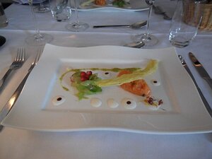 20130602_SAM_1202_ES71 starter: salmon tartare with asparagus and pomegranate salad