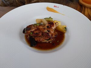 20221030_PXL123749841_Pixel3a-JEB quail on foie gras wiith quince jam and vegetables