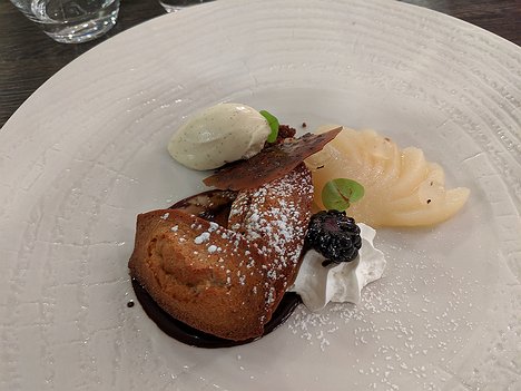 20190919_IMG204331_Pixel3a-JEB dessert: Madeleines, poached pear, vanilla ice cream