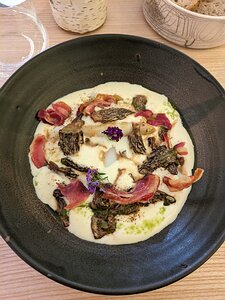20240425_PXL104446557.MP_Pixel7a-JEB Les Asperges blanches d’Alsace (Ferme Clarisse - Sigolsheim), Morilles, Oeuf, Emulsion savoyarde & croustillant pancetta