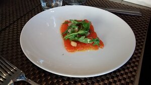 20141015_IMG124647934_MotoG-JEB starter - Saumon Gravelax, vinaigrette, Kalamansi, poivre sauvage