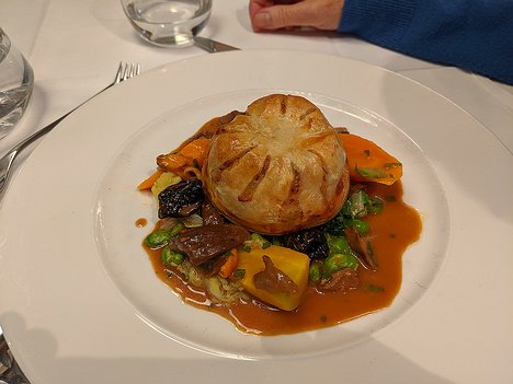 20190906_IMG132023_Pixel3a-JEB main: Cornfed Chicken and Dauphinoise Pithivier with Wild Mushrooms, Prune and Calvados Liquor