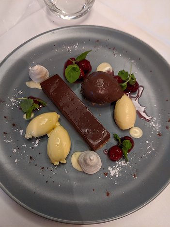 20190906_IMG140218_Pixel3a-JEB dessert: Dark Chocolate Delice with Cherry and Basil