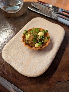 20241109_PXL130009023_Pixel7a-JEB Seasonal Amuse Bouche - artichoke and truffle tart (with Lugny crémant) without porcini