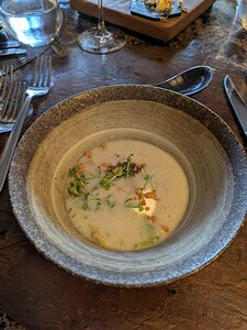 20241024_115806900_PXL7a-JEB Jerusalem Artichoke Veloute, Crème Fraiche, Salsa Verde