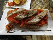 Madrid, Spain, Tinto y Tapas, tuna and red pepper toast : Madrid, Spain, Tinto y Tapas, tuna and red pepper toast